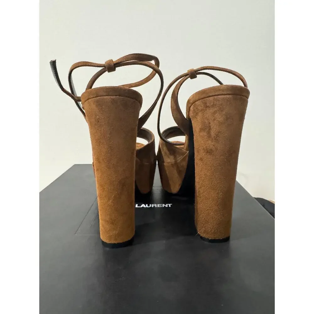 SAINT LAURENT JODIE PLATFORM SANDALS IN SUEDE LAND BNIB 39.5 - Picture 7 of 9